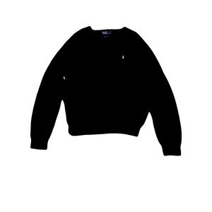 Polo Ralph Lauren black sweater 100% cotton v-neck